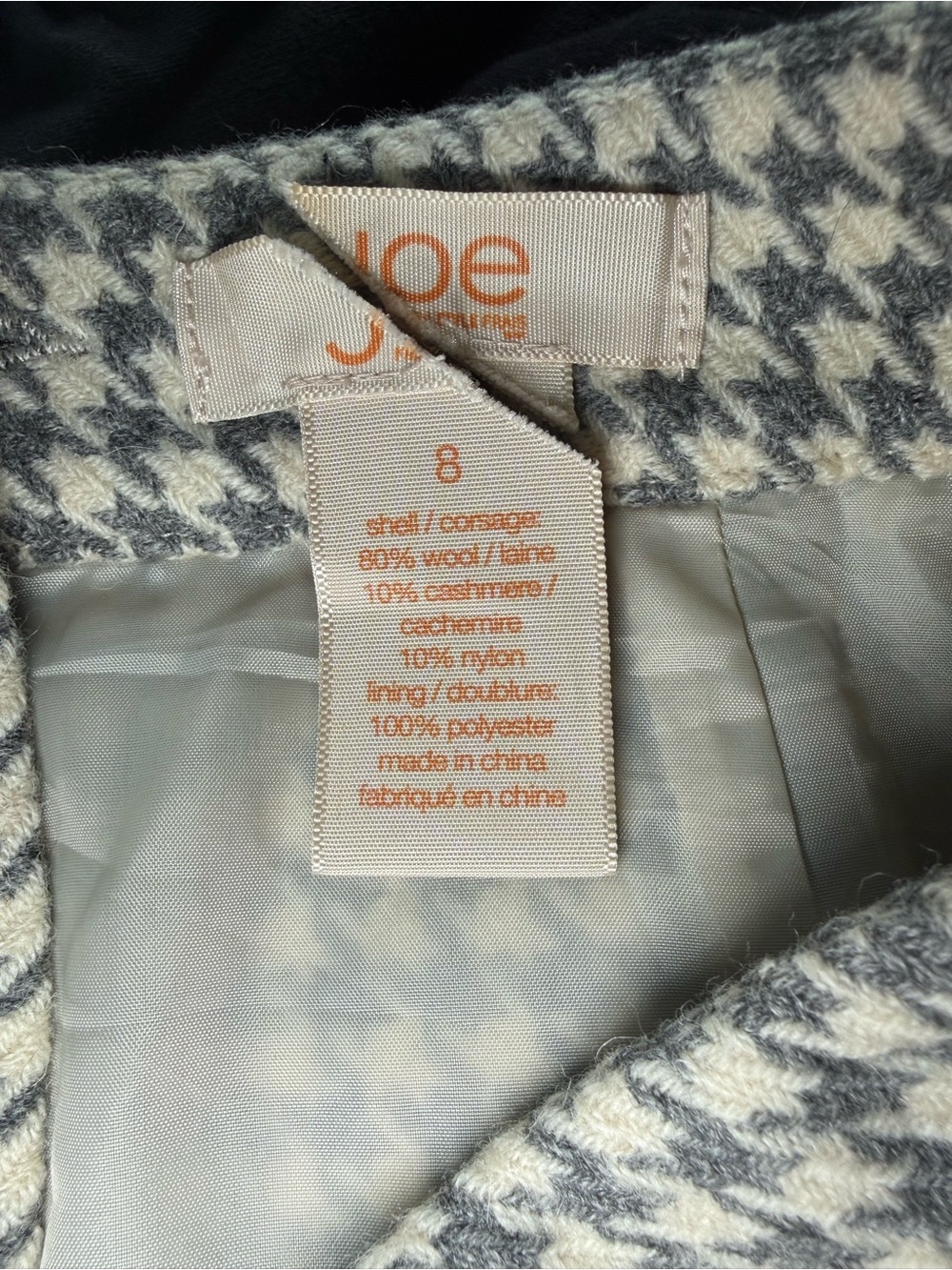 Joe Fresh Tweed Houndstooth Wool-Blend Pencil Skirt Dark Academia Minimalist 8 - Picture 4 of 10